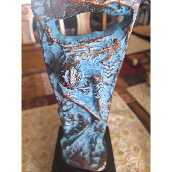 Bronze On Marble Brutalist Sculpture- Vivid Carbonite- Golfer- Very Nice- Golf! - Picture 11 of 11